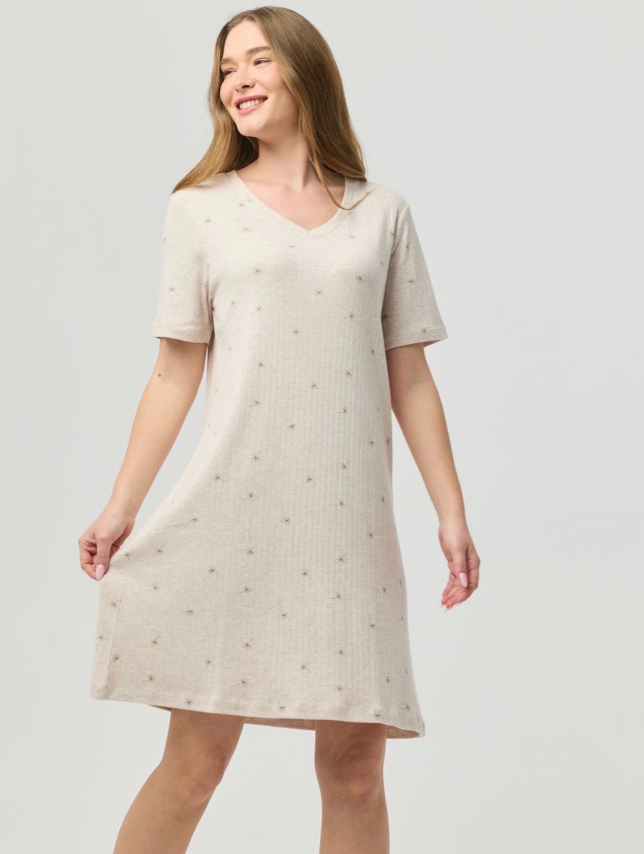 Short V-Neck Pointelle Nightdress