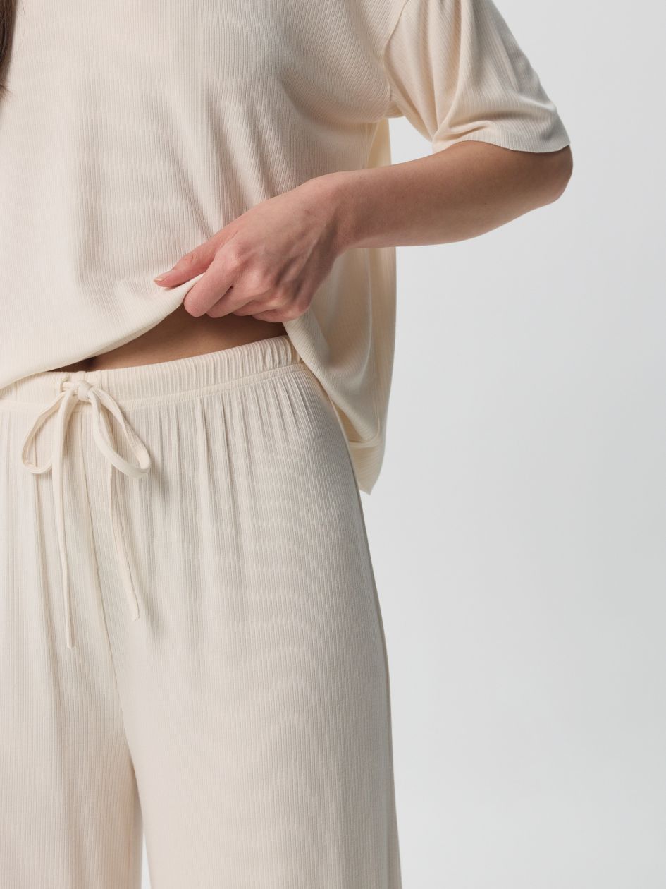 Soft Rib Pajama Set - Cream