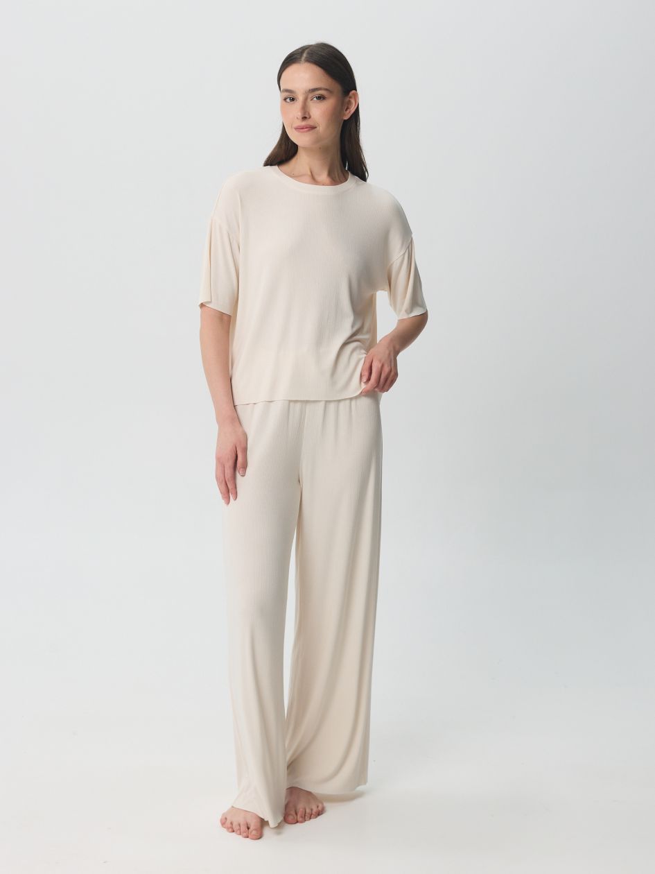 Soft Rib Pajama Set - Cream