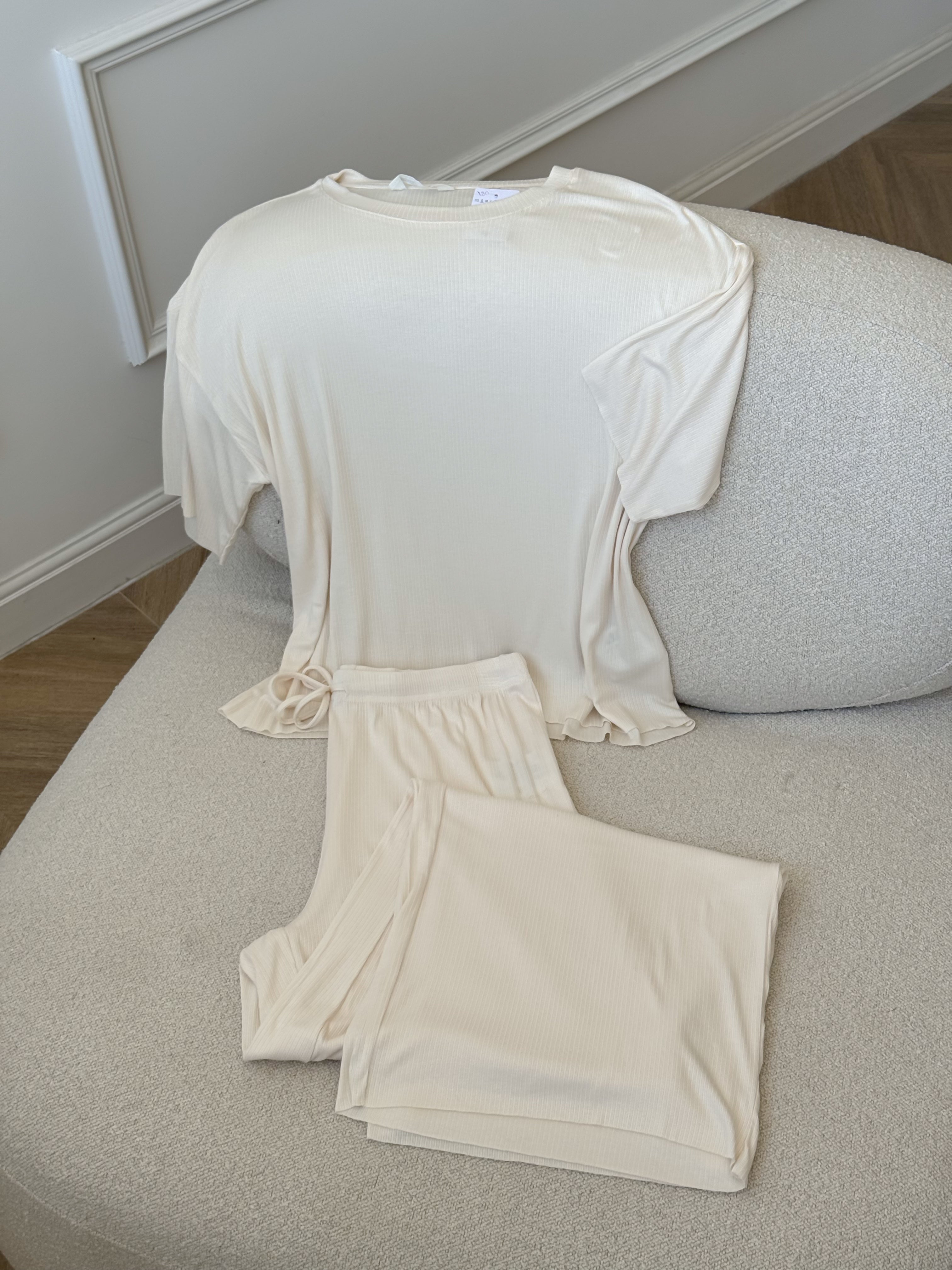 Soft Rib Pajama Set - Cream