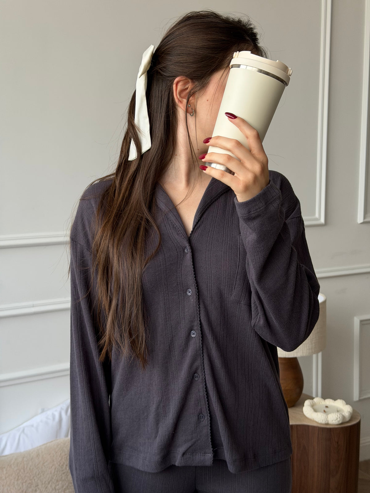 Long Pajama Set - Grey