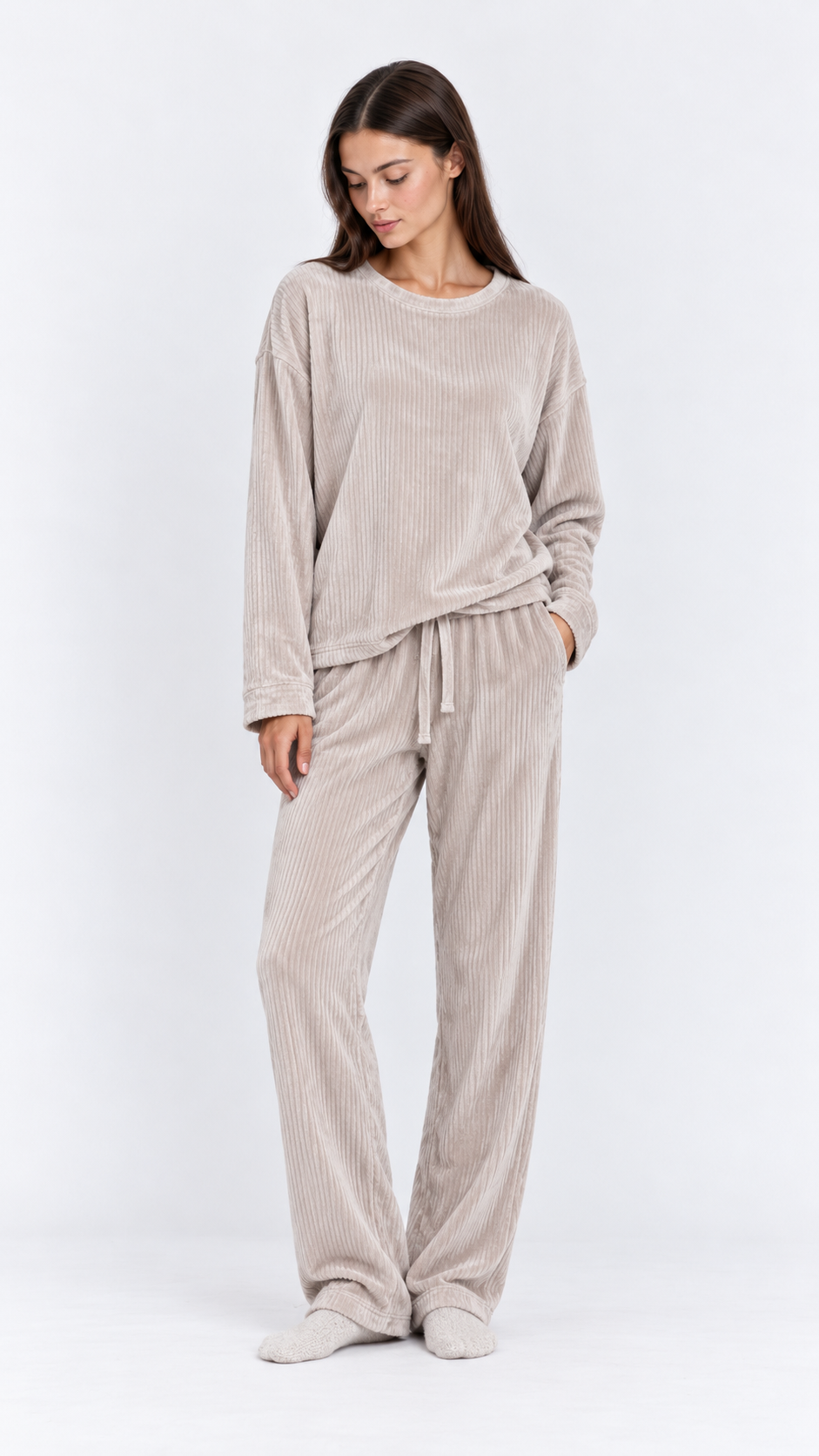 Long Pajama set-Beige