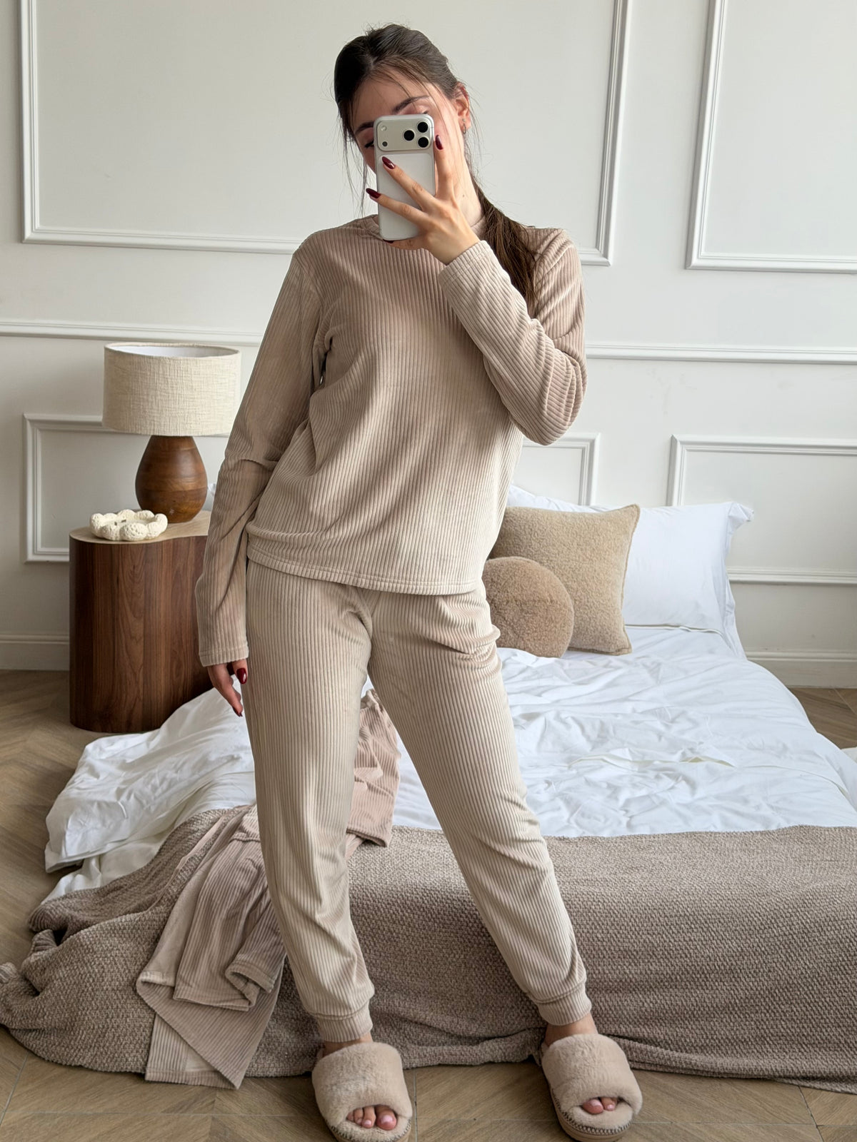Long Pajama set-Beige