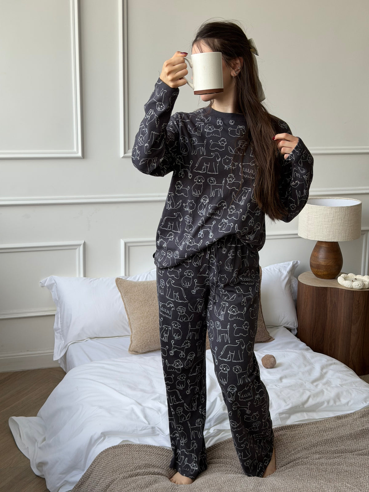 Long Pajama Set - Black & White