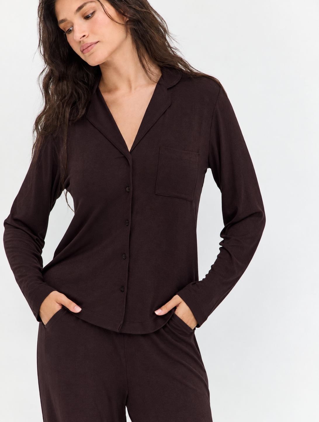 Long Pajama Set - Brown