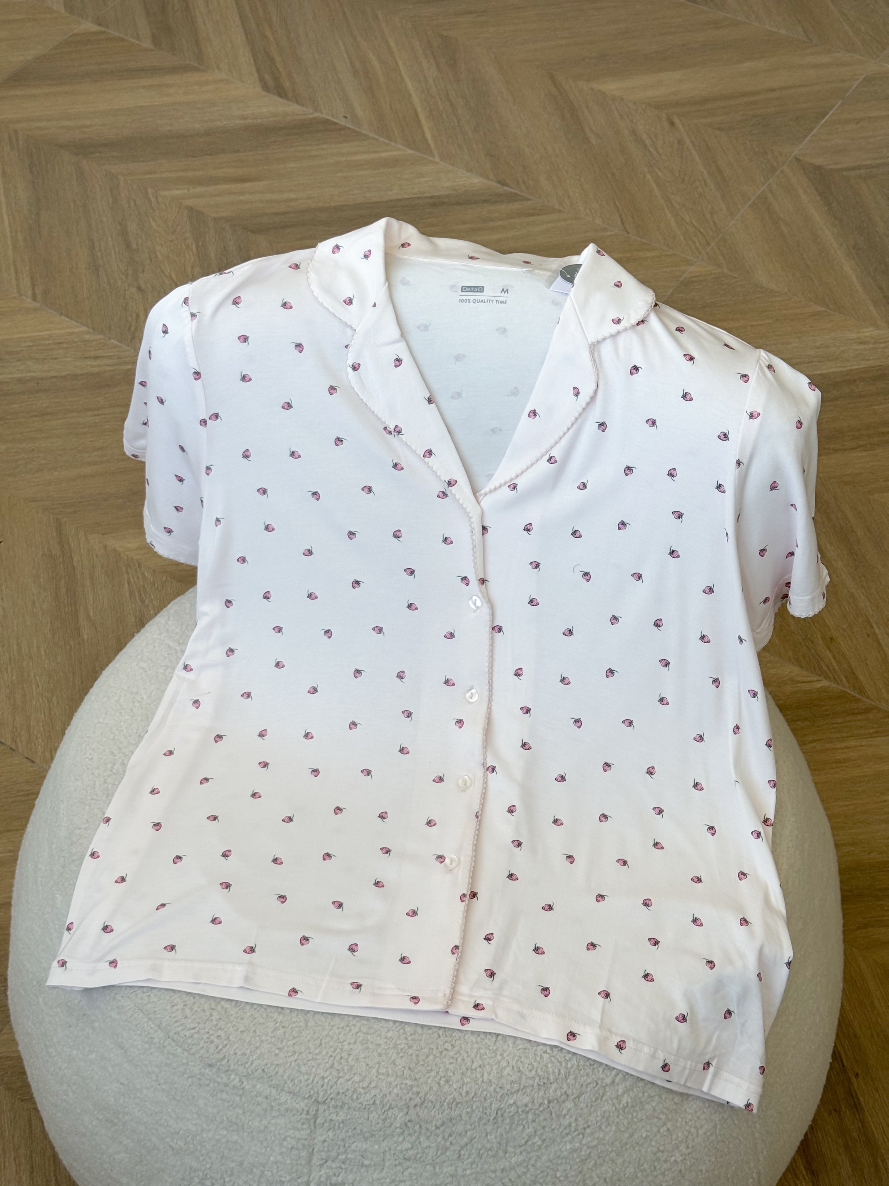 Short Button-Up Pajama Set - Strawberry