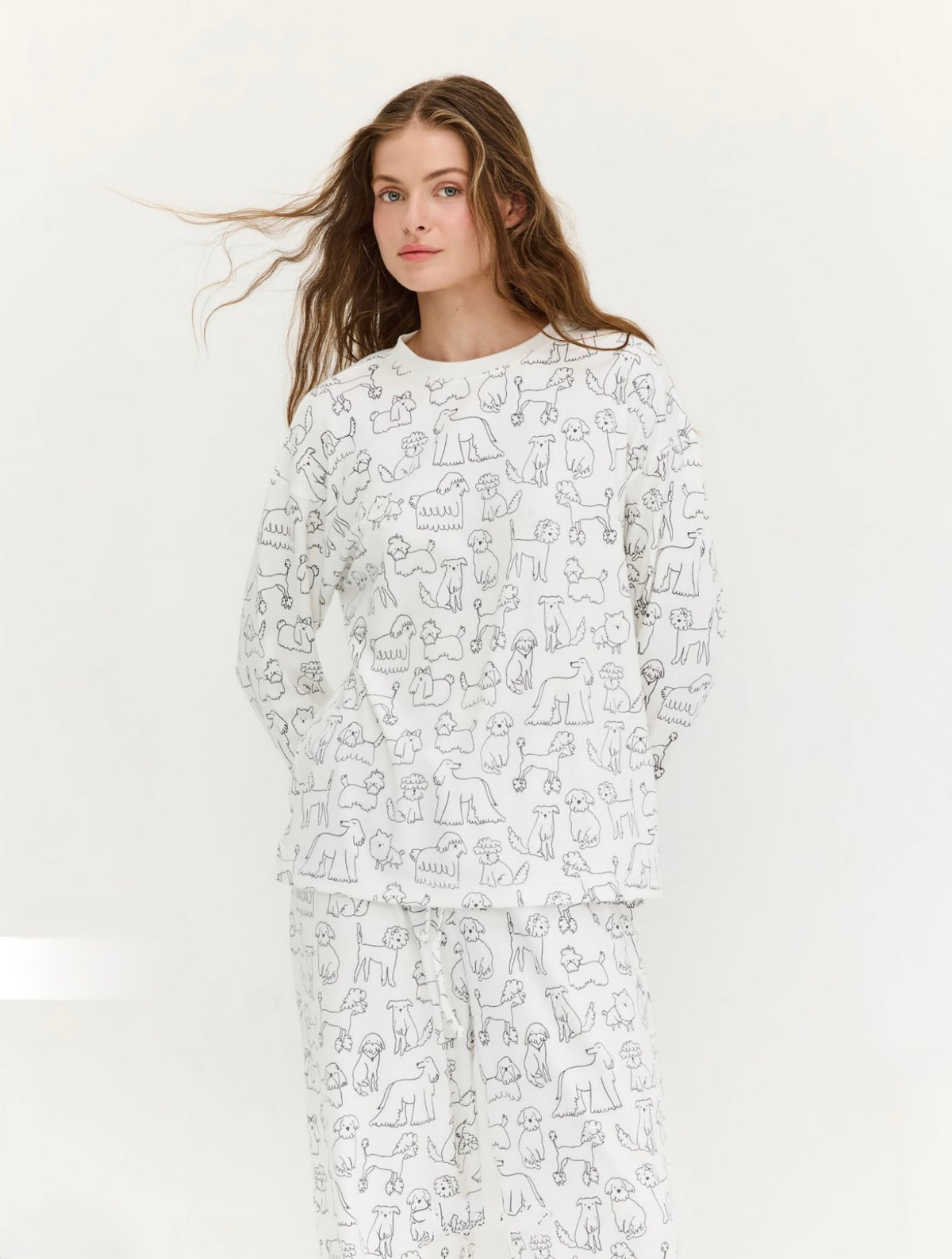Long Pajama Set - White & Black