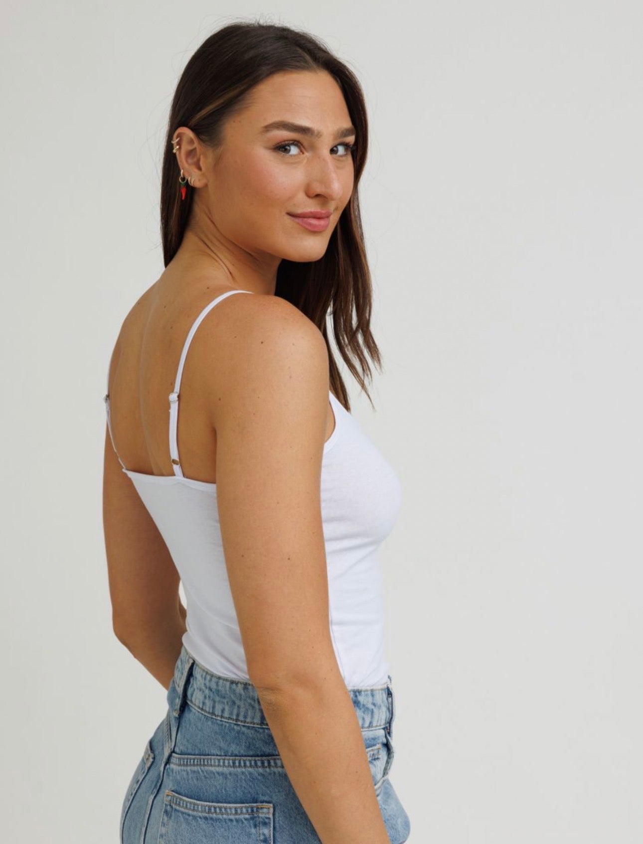 Women's Basic Spaghetti Tank Top - White