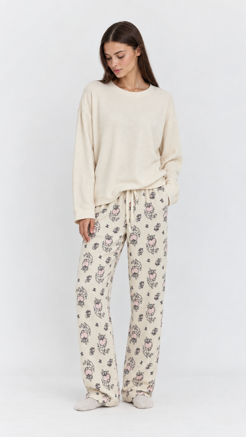 Long Pajama set-Beige