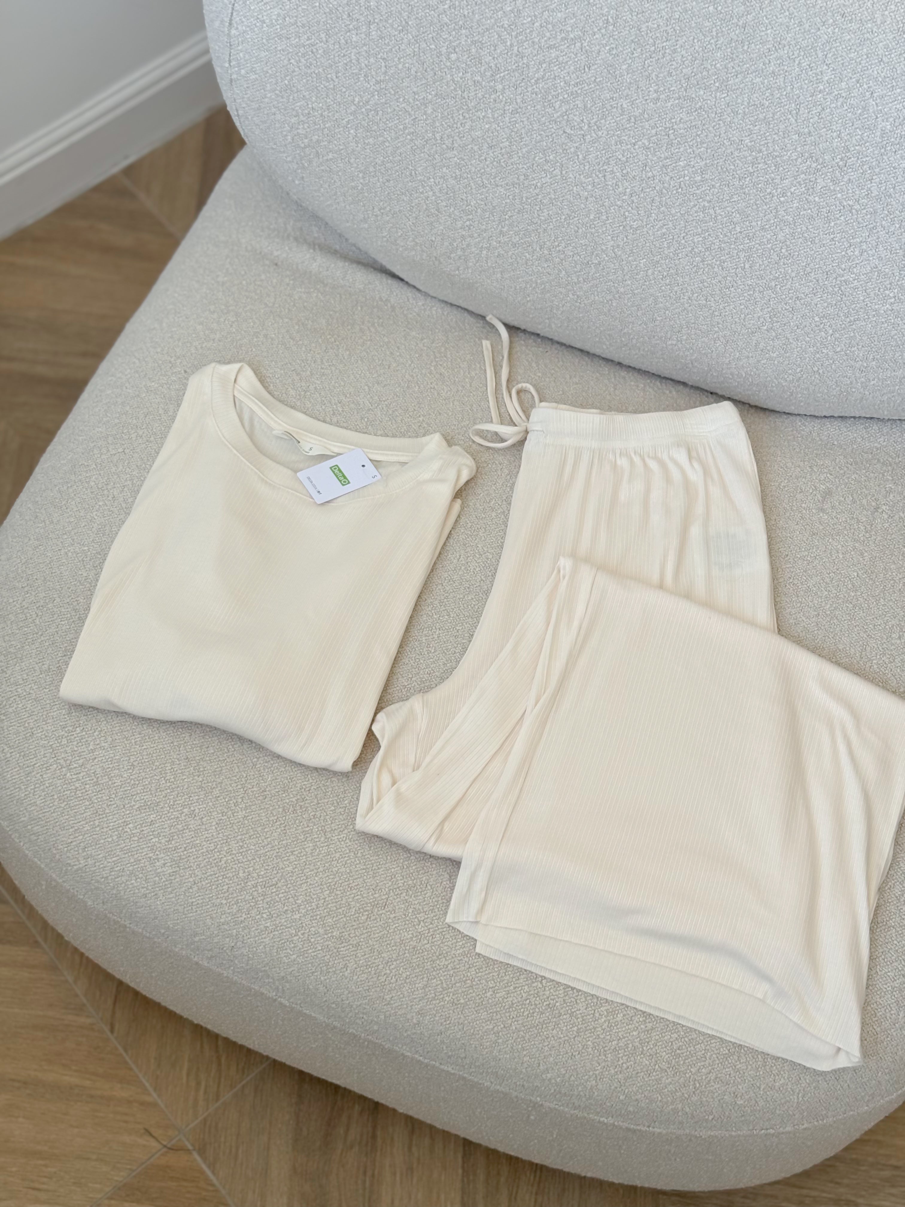 Soft Rib Pajama Set - Cream