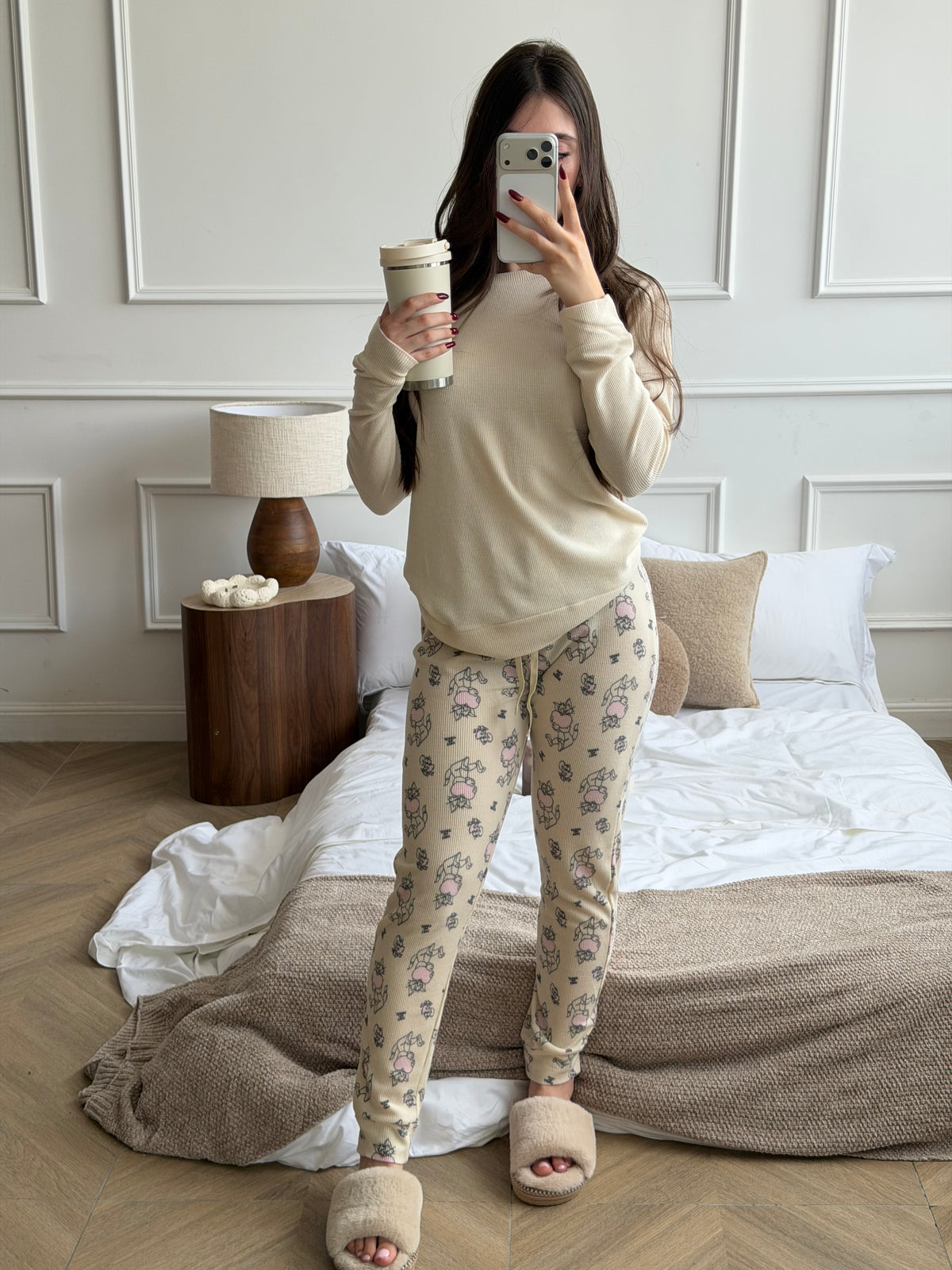 Long Pajama set-Beige