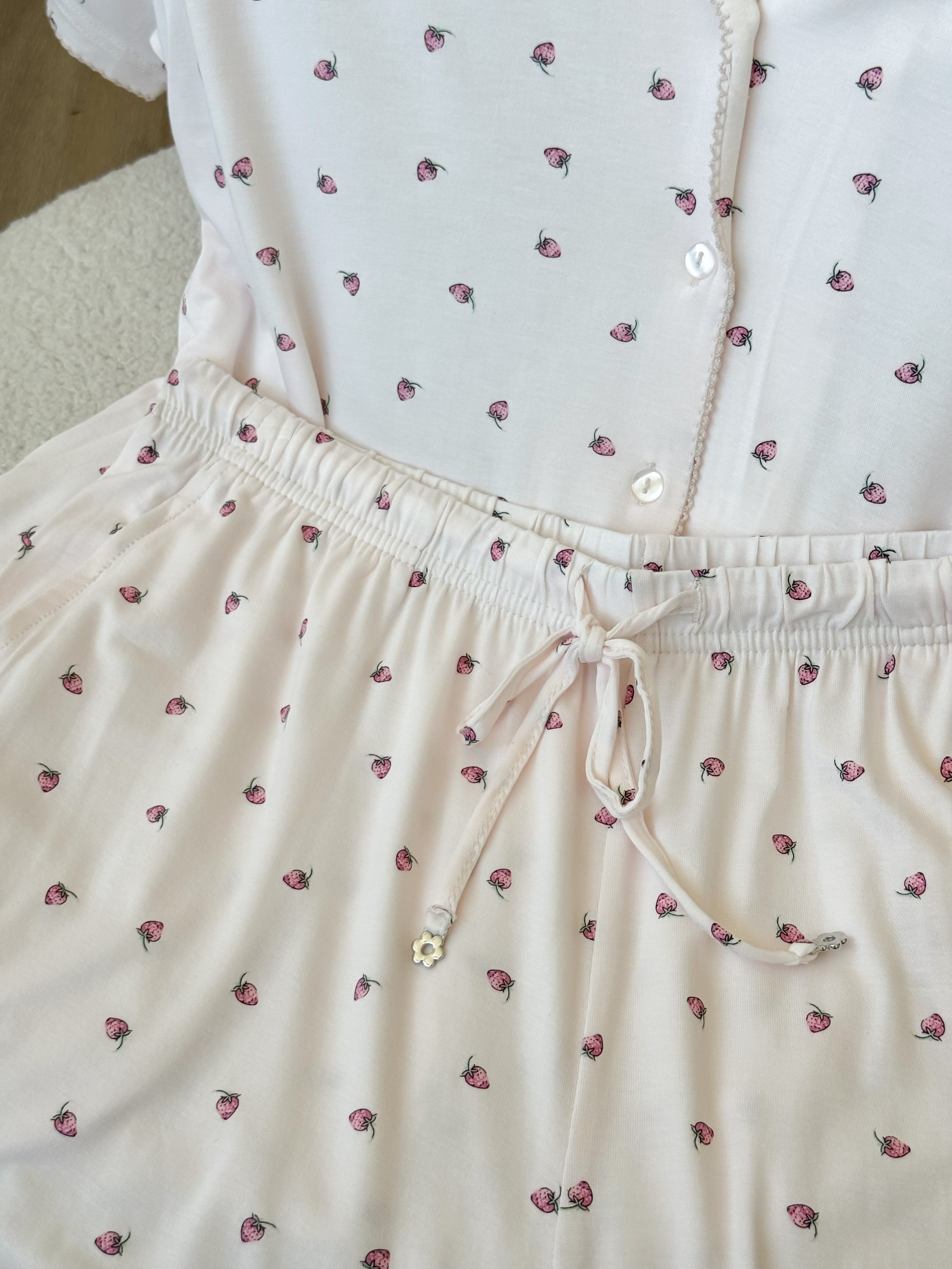 Short Button-Up Pajama Set - Strawberry