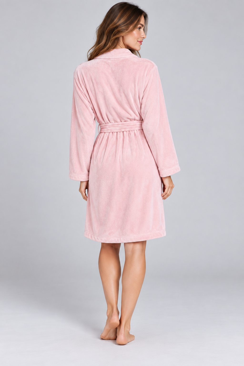 Ribbed Velour Robe-Baby pink