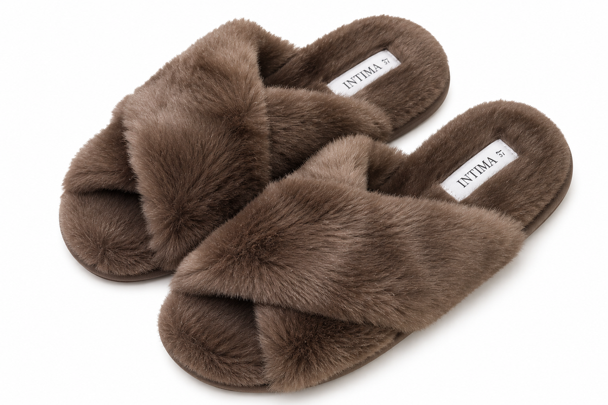 Fluffy Slippers - Brown