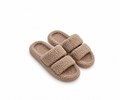 Fluffy cross slippers-Mocha