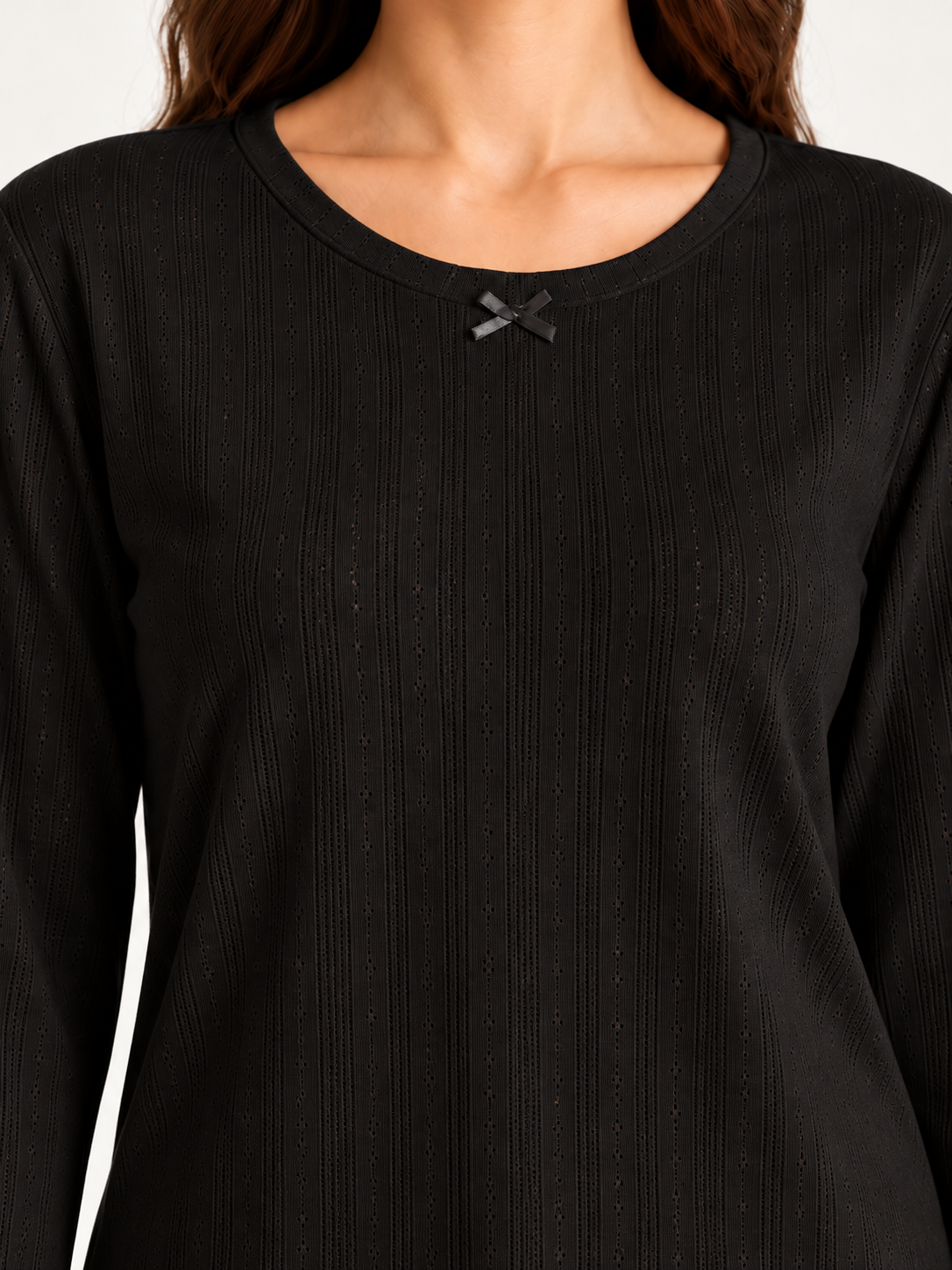 Black Pointelle Pajama Set