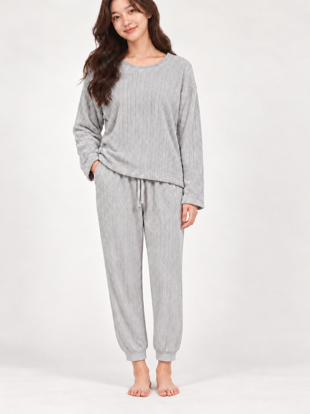 Long pajama set-Gray