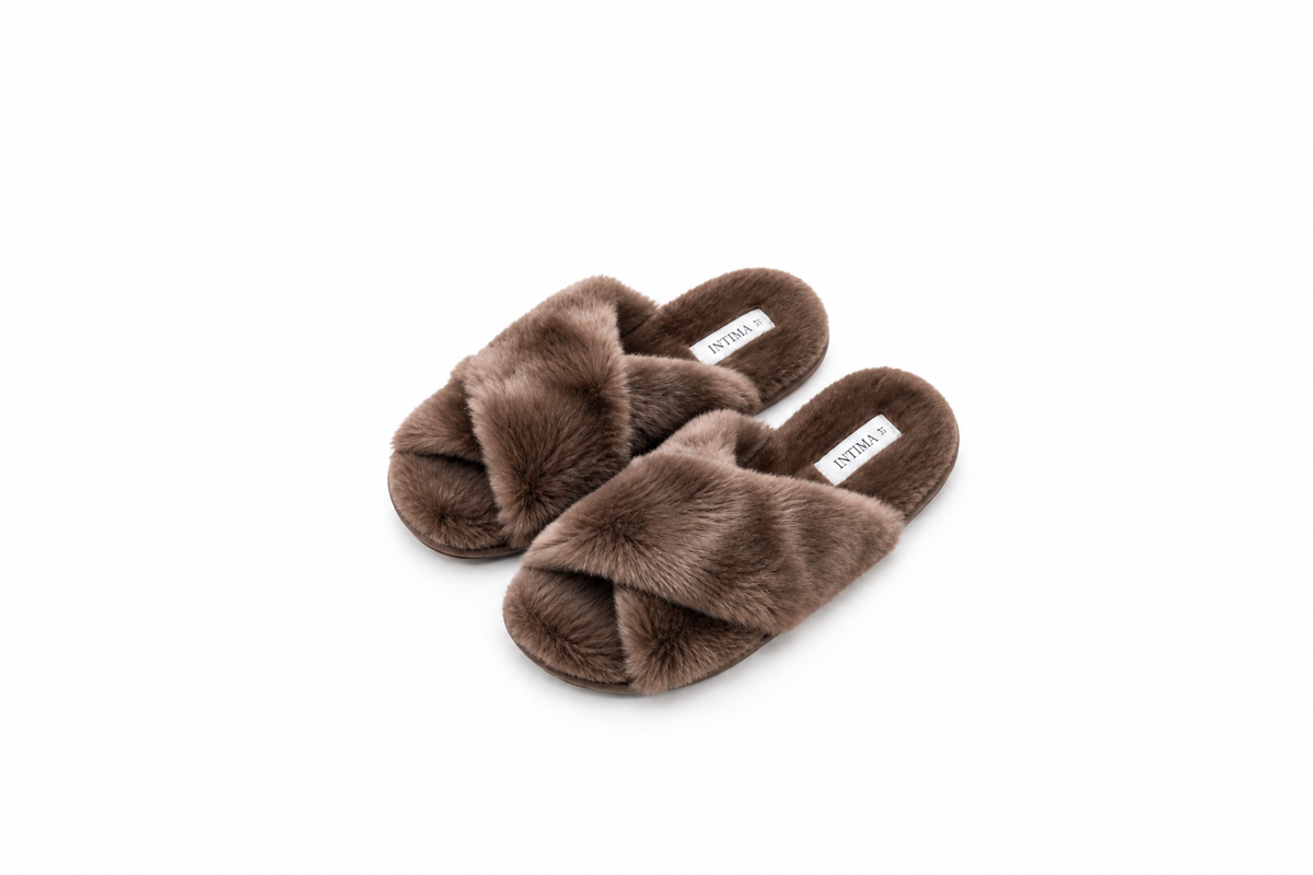 Fluffy Slippers - Brown