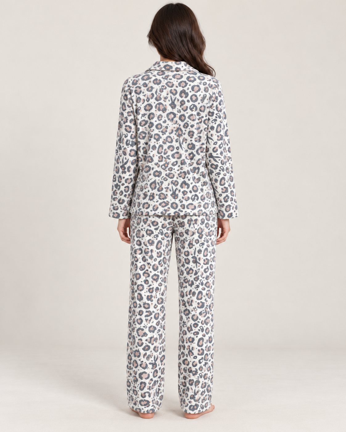 Long Pajama Set-White & Grey