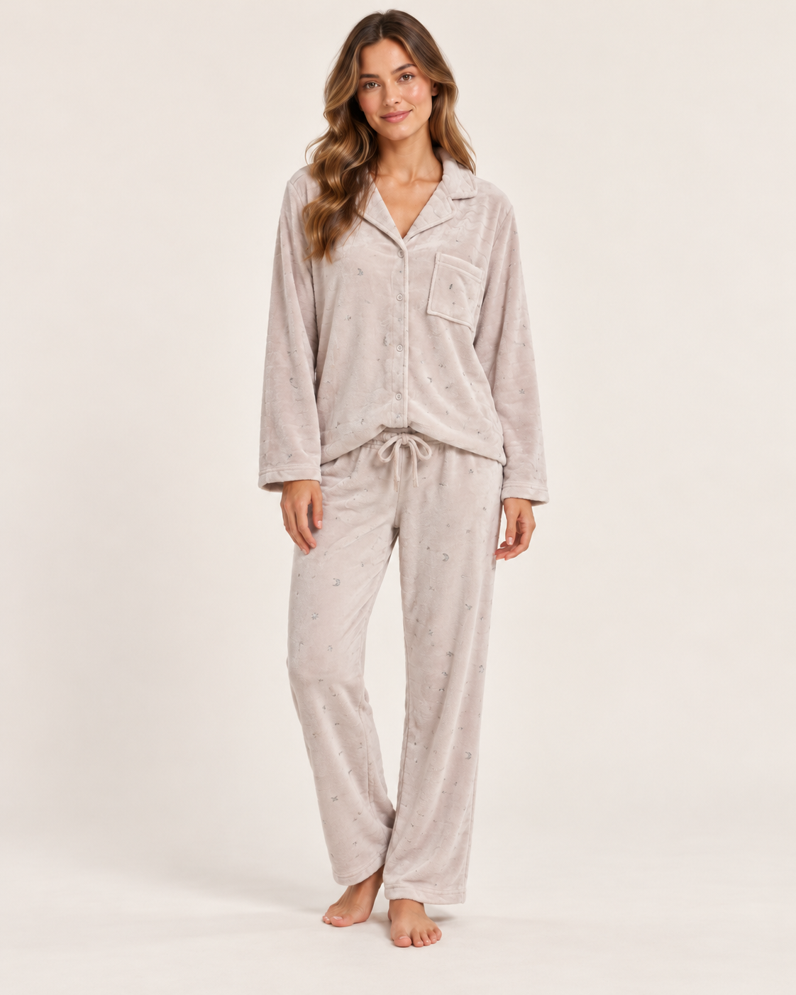 Long pajama set-Beige